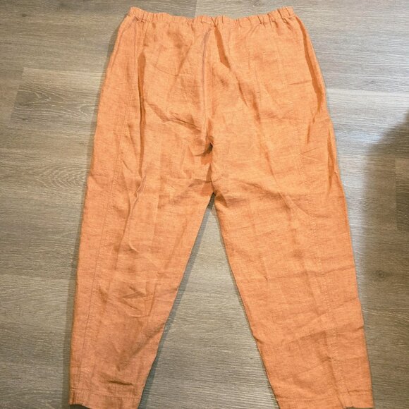 Eileen Fisher Womens Large 100% Organic Linen Lantern Pants Ankle Elastic Waist - Picture 6 of 8